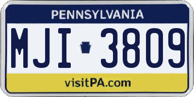 PA license plate MJI3809