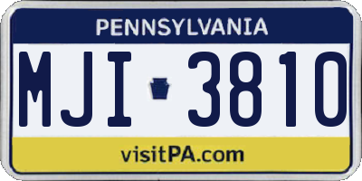PA license plate MJI3810