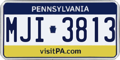 PA license plate MJI3813