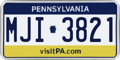 PA license plate MJI3821