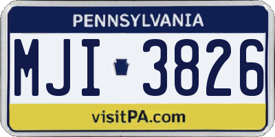 PA license plate MJI3826