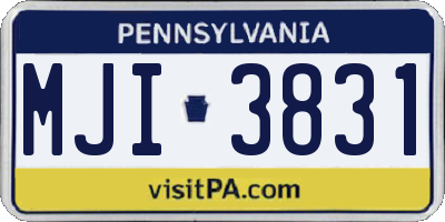 PA license plate MJI3831