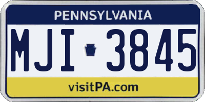 PA license plate MJI3845