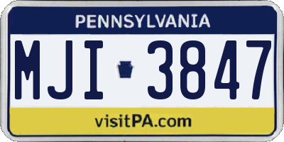 PA license plate MJI3847
