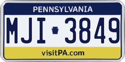 PA license plate MJI3849