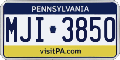 PA license plate MJI3850
