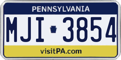PA license plate MJI3854