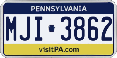 PA license plate MJI3862