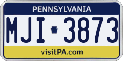 PA license plate MJI3873