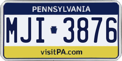 PA license plate MJI3876