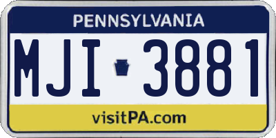 PA license plate MJI3881