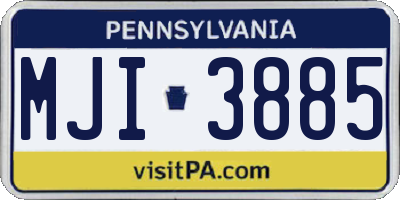 PA license plate MJI3885