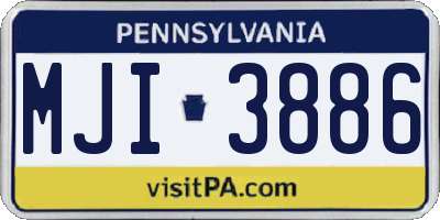 PA license plate MJI3886