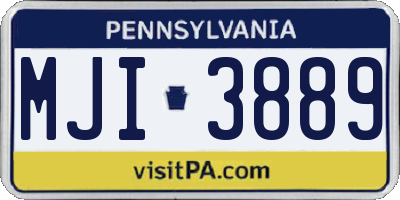 PA license plate MJI3889