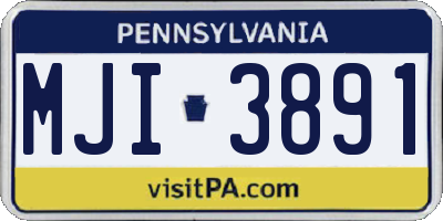 PA license plate MJI3891