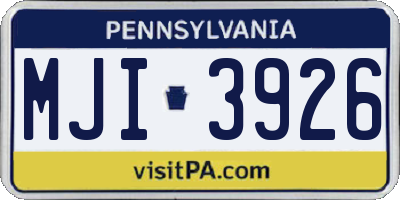 PA license plate MJI3926