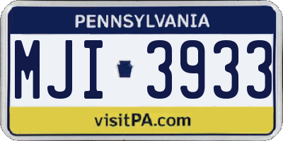 PA license plate MJI3933