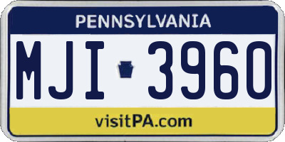 PA license plate MJI3960
