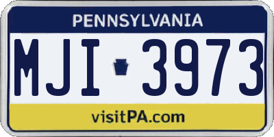 PA license plate MJI3973
