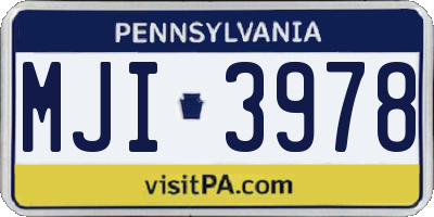 PA license plate MJI3978