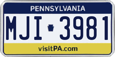 PA license plate MJI3981