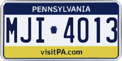 PA license plate MJI4013