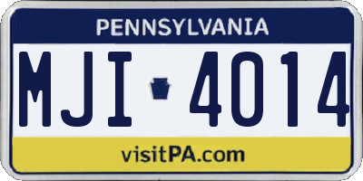 PA license plate MJI4014