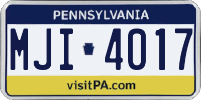 PA license plate MJI4017