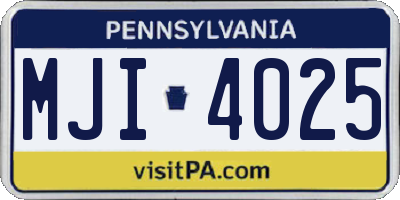 PA license plate MJI4025