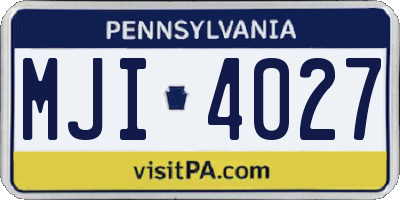 PA license plate MJI4027