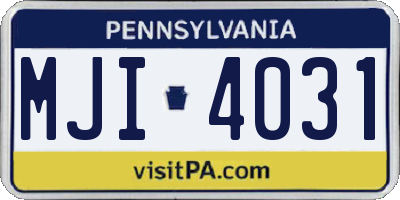 PA license plate MJI4031