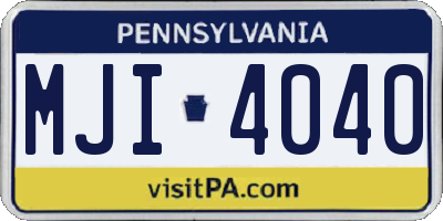 PA license plate MJI4040
