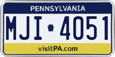 PA license plate MJI4051