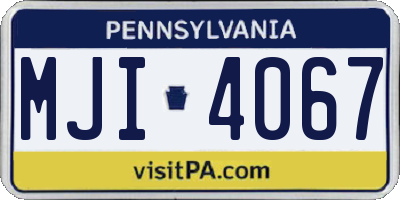 PA license plate MJI4067