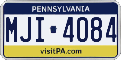 PA license plate MJI4084