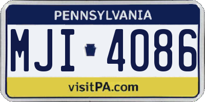 PA license plate MJI4086