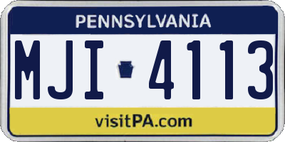 PA license plate MJI4113