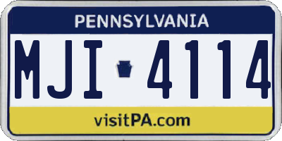 PA license plate MJI4114