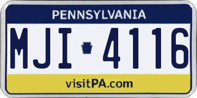 PA license plate MJI4116