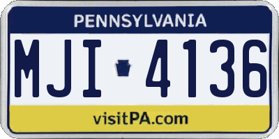 PA license plate MJI4136