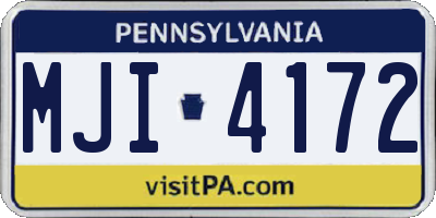 PA license plate MJI4172