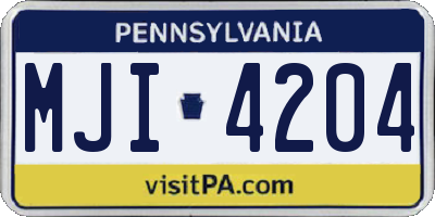 PA license plate MJI4204