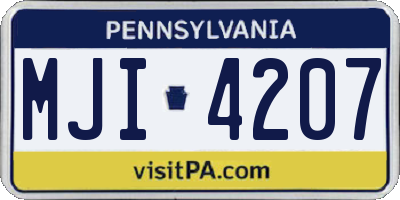 PA license plate MJI4207