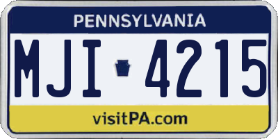PA license plate MJI4215