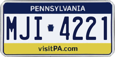 PA license plate MJI4221