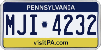 PA license plate MJI4232
