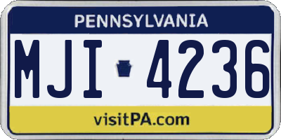 PA license plate MJI4236