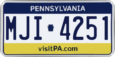 PA license plate MJI4251