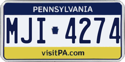 PA license plate MJI4274