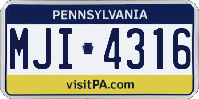 PA license plate MJI4316